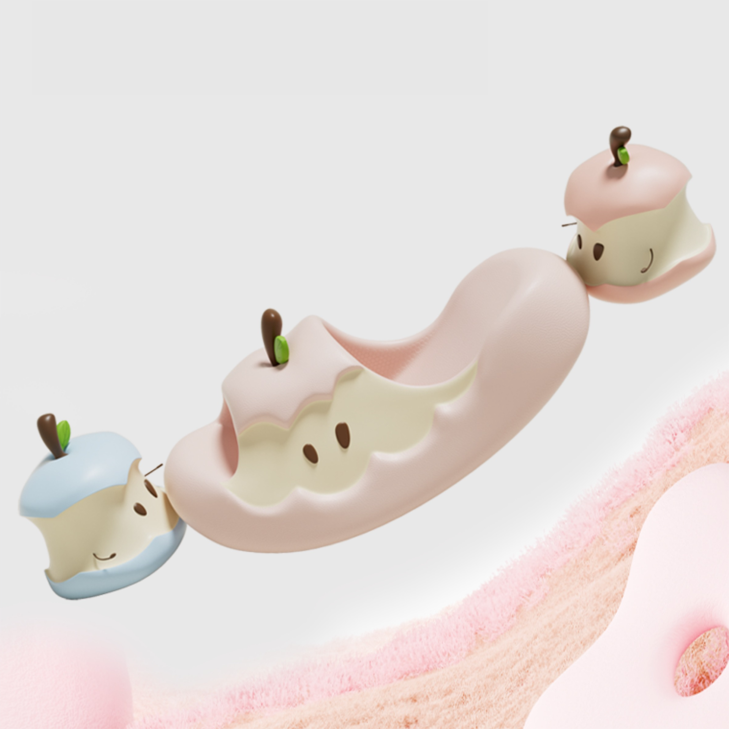 Apple slippers with non-slip sole for safety