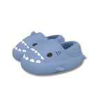 Blue shark slippers with plush fleece lining