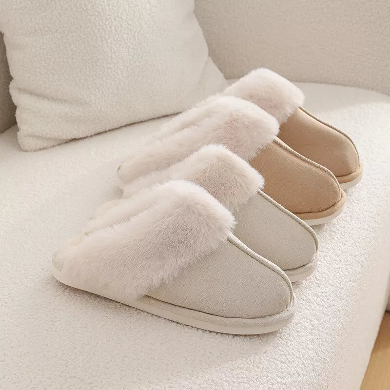 Classic brown indoor slippers with fur lining