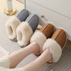 Comfortable brown slip-on slippers for home