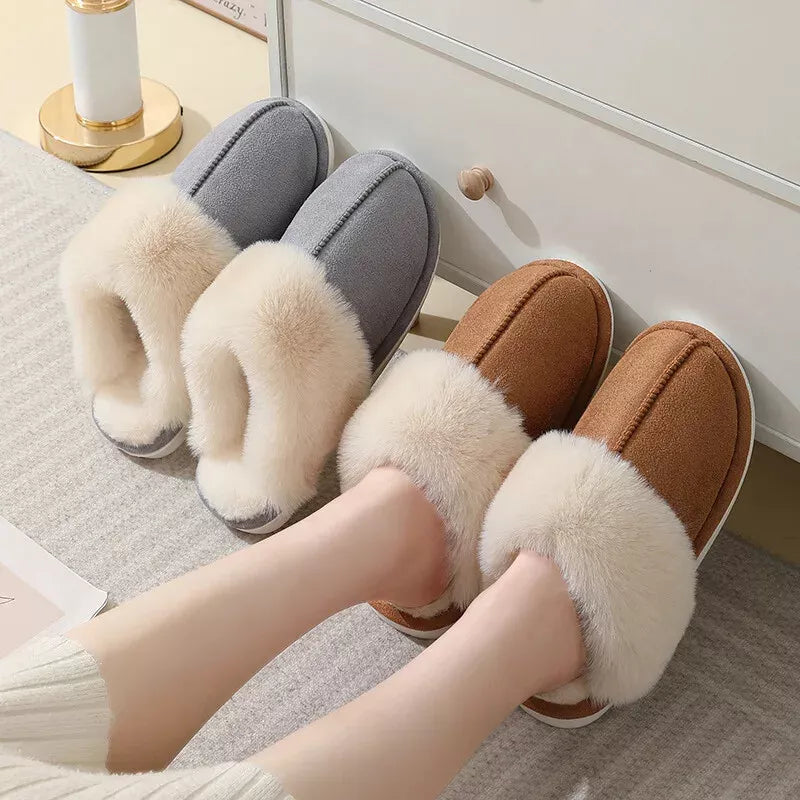 Comfortable brown slip-on slippers for home