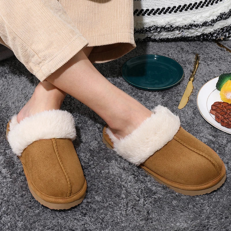 Comfortable suede slippers for indoor wear