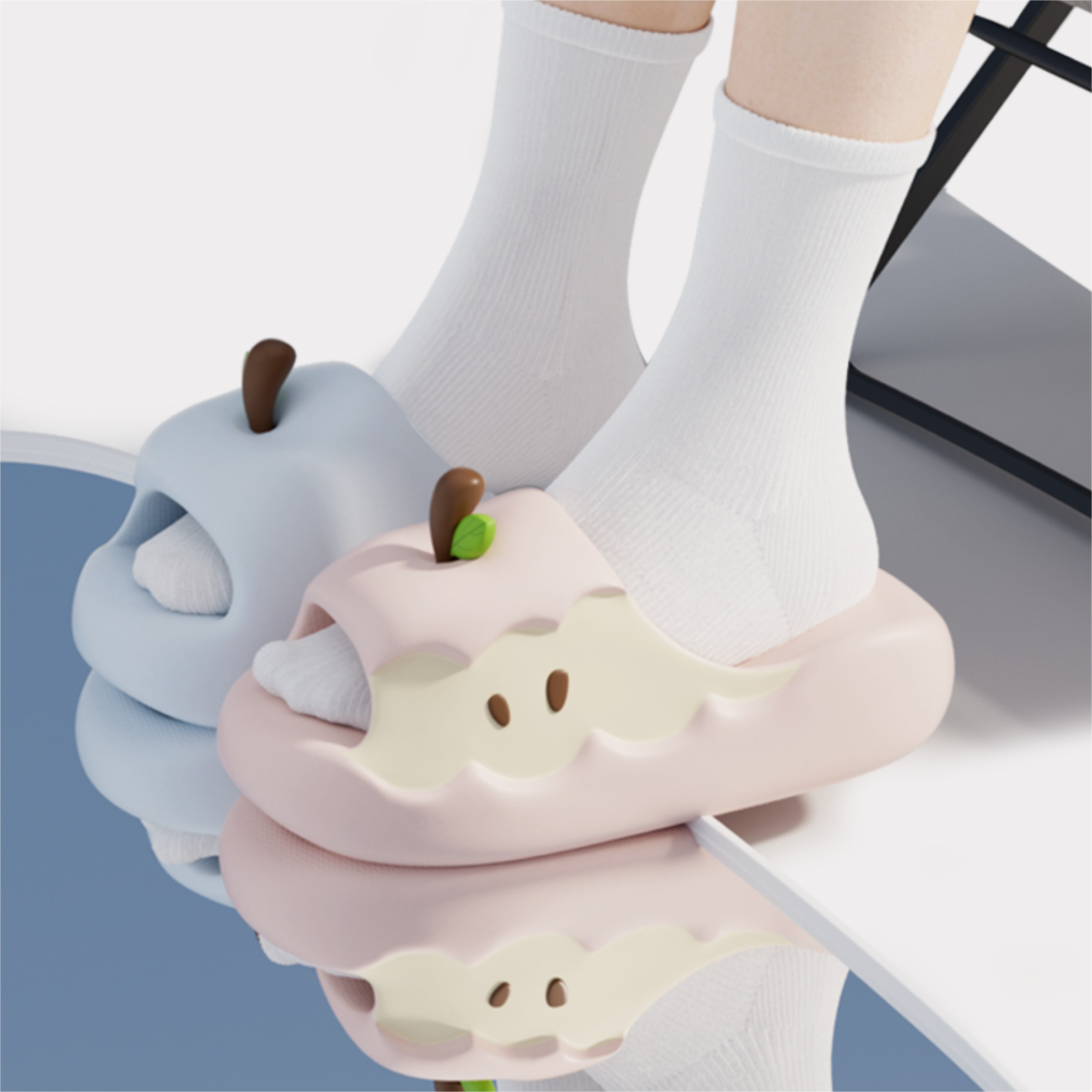 Cute apple design slippers for lounging at home