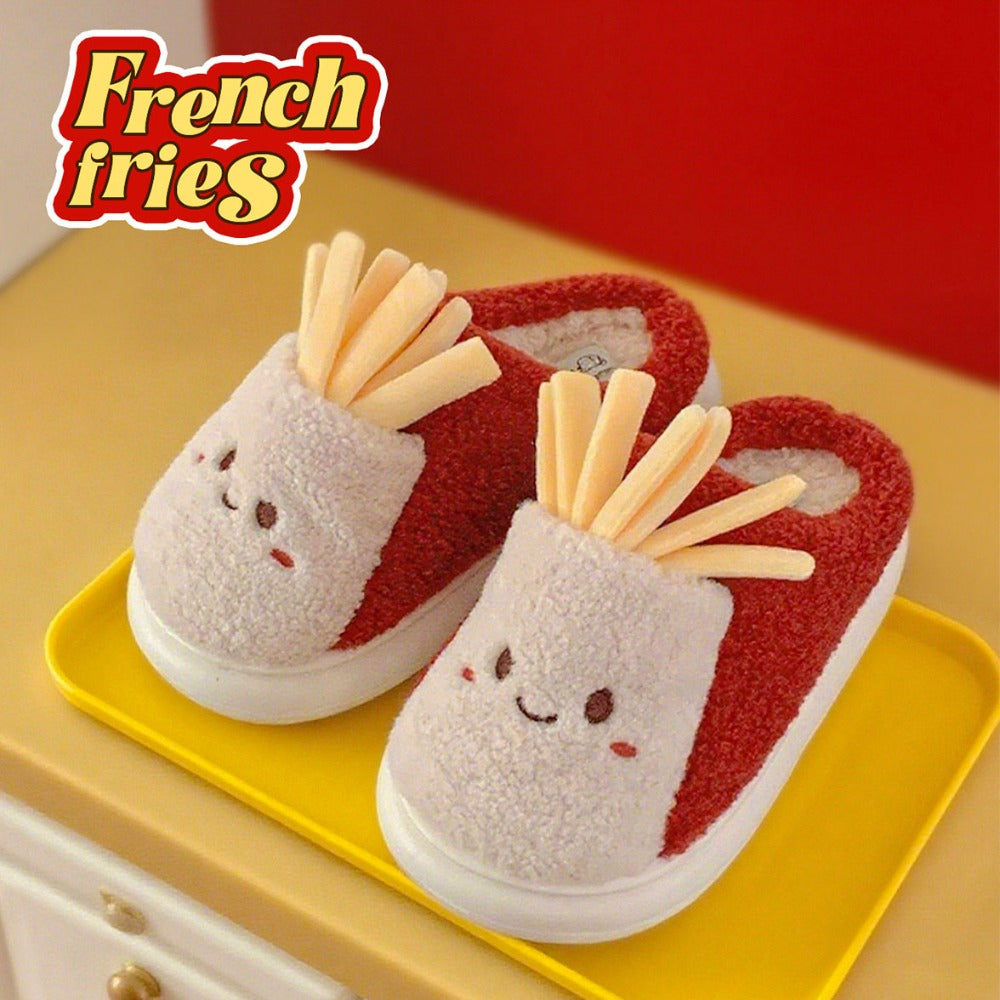 Cute fries slippers with soft fluffy lining
