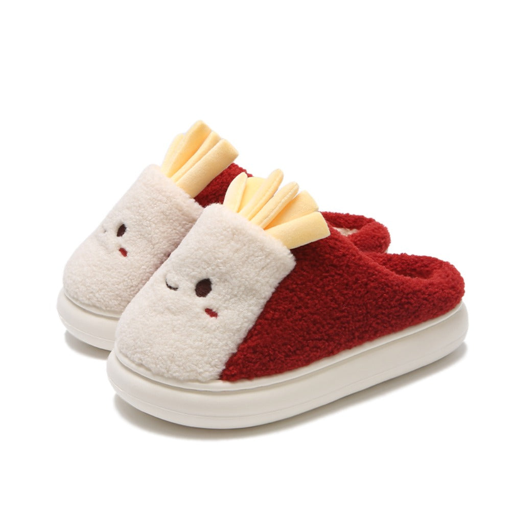 Funny french fries slippers with plush design