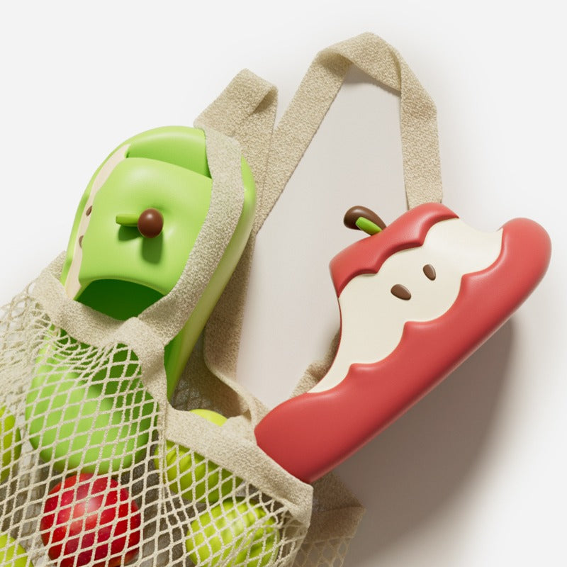 Funny fruit-themed slippers in apple design