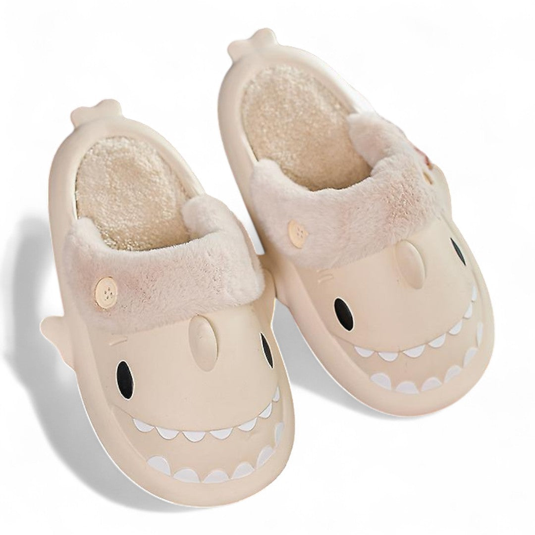 Plush fluffy shark slipper for men and women
