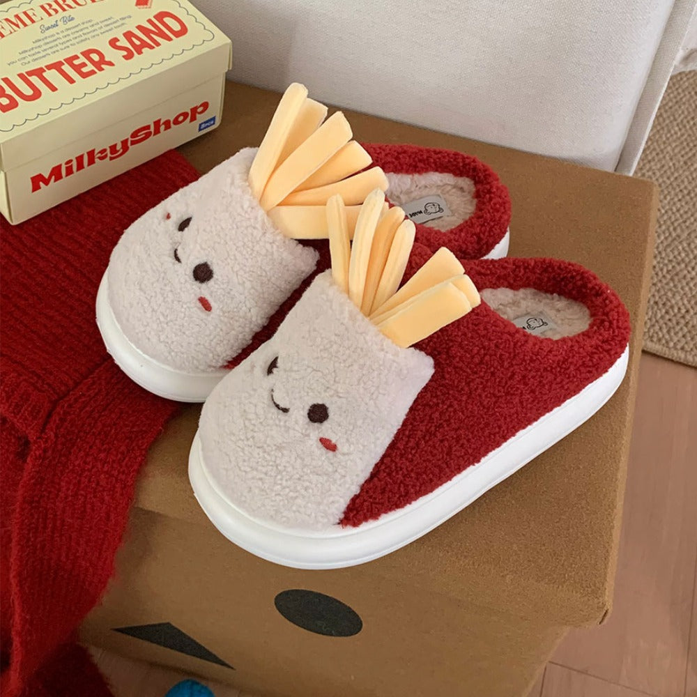 Red and white french fries house shoes for comfort