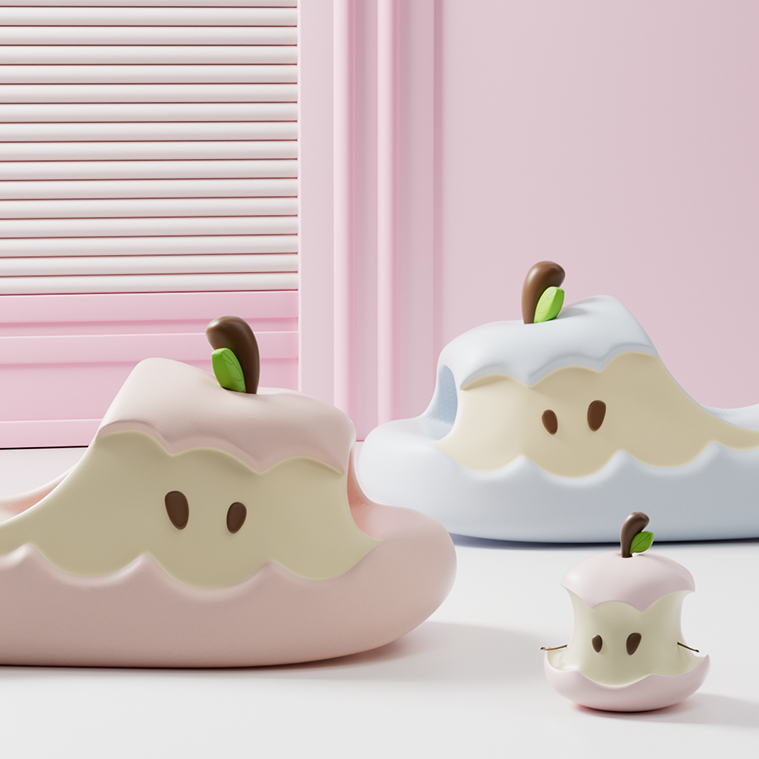 Red apple house slippers with unique look