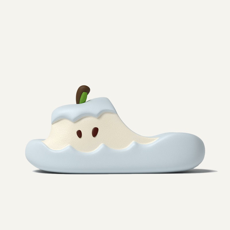 Soft apple slippers with cartoon face detail