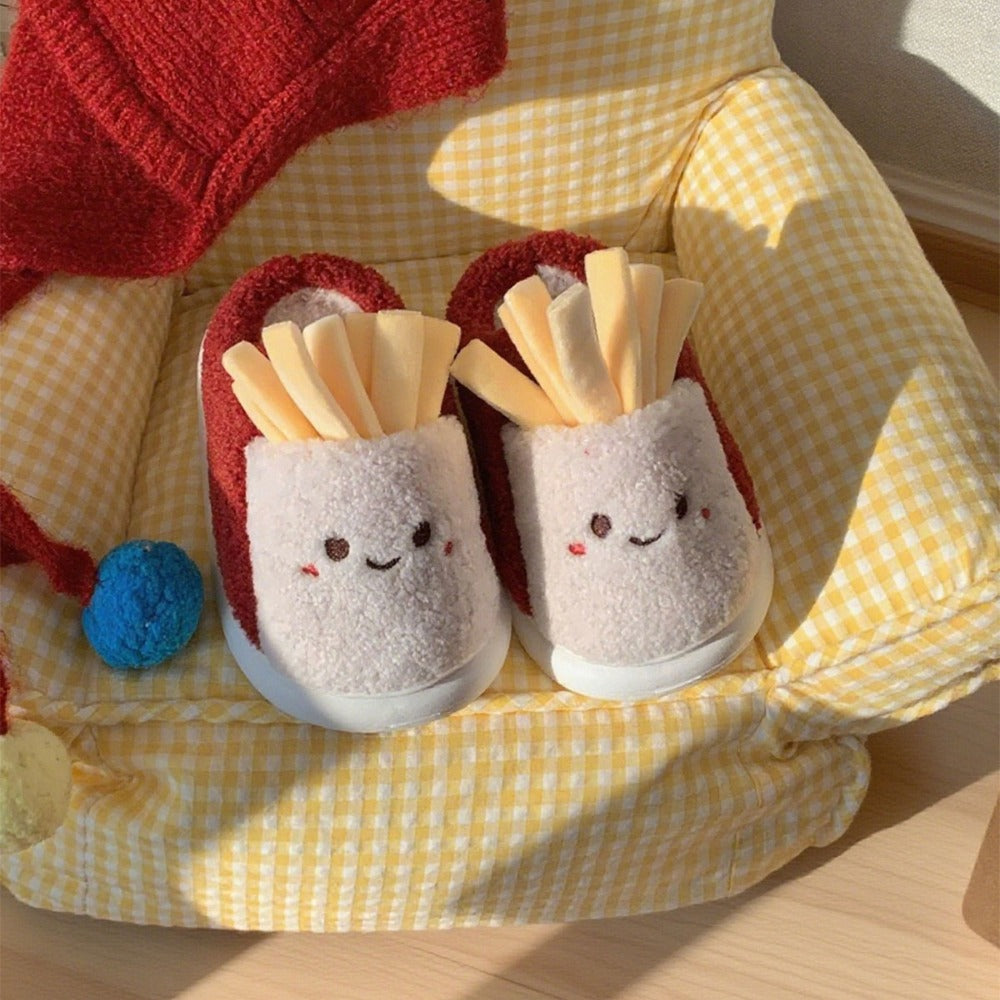Unique novelty slippers with french fries design