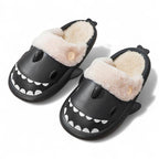 Warm plush shark slippers for winter home wear
